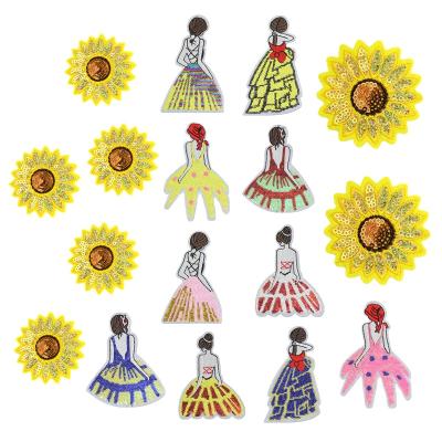 China Cheap price fashion embriodery patch for clothes sunflower girl skirt fabric patch fabric patch fashion embroidery maker wholesale fashion embroidery sequins for sale