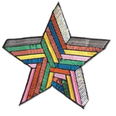 China Cheap price fashion embriodery patch for clothes colorful sequins star patches for clothes bag DIY sewing accessories fashion stars embroidery applique decorative patch for sale