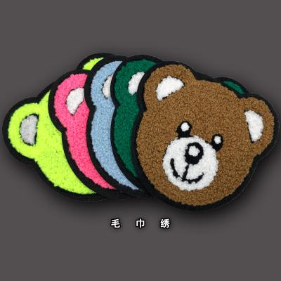 China Cheap price fashion embriodery patch for clothes adhesive bear head embroidered sticker garment accessories towel embroidered badge patch for sale