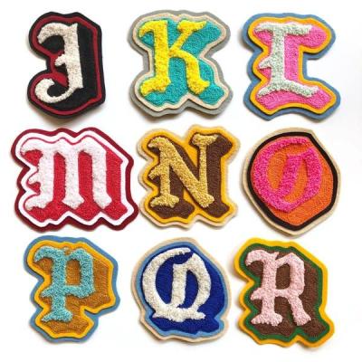 China Cheap price fashion embriodery patch for clothes 3d designer heat transfer chenille embroidery custom woven letter logo patch iron chenille embroidery patch for sale