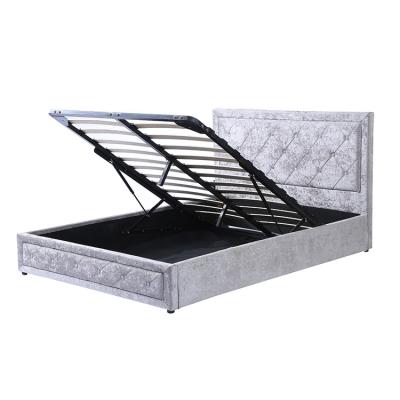 China Modern Fabric Headboard Drawers Double Bed Storage Furniture Free Sample Wooden Bedroom Beds for sale