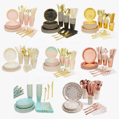 China Party/Home/Anniversary Amazon 200 Piece Party Supplies Serves 25 Sets For Wedding Bridal Shower Engagement Birthday Party Tableware Sets for sale