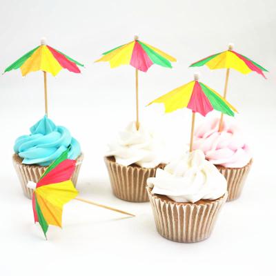 China New style disposable cake/fruit/juice/cocktail decorating party umbrella shaped fruit stick paper wholesale for sale