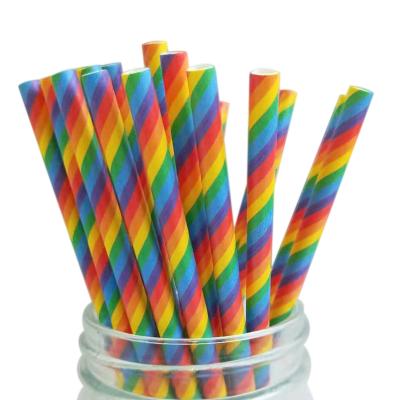 China Party Disposable Cartoon Fruit Colored Disposable Paper Straws for sale