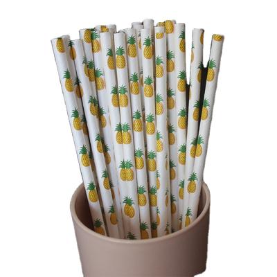 China Wholesale Disposable Fruit Biodegradable Pineapple Party Paper Drinking Straw for sale