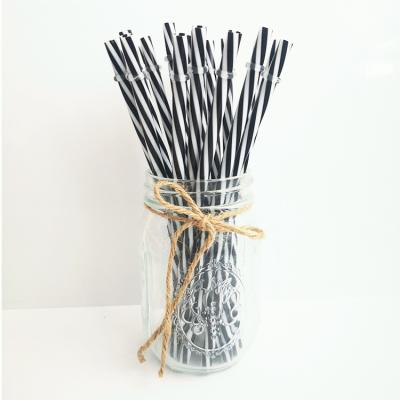 China Disposable Hard Plastic Straight Double Colors Thread Reusable Drinking Straws for sale