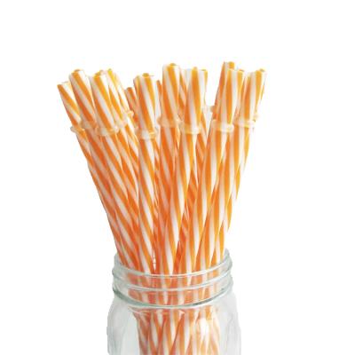 China Disposable Hard Plastic Straight Double Colors Thread Reusable Drinking Straws for sale