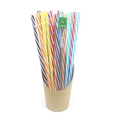 China Disposable Wholesale Hard Plastic Straight Colors Double Thread Reusable Drinking Straws for sale