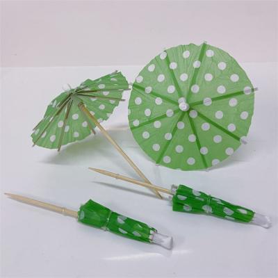 China Disposable sushi/party paper cake/fruit/juice/cocktail decoration sticks colorful polka DOT Cocktail Umbrella Picks for sale