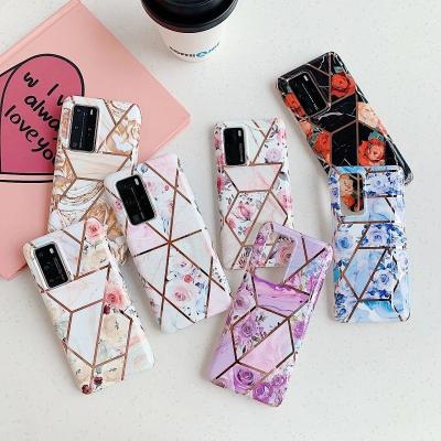 China Fashion design luxury flower marble IMD tpu splicing phone case for Samsung s20 female cover case for sale