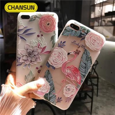 China custom 3D relief flamigo tpu phone case for iphone 8 for sale