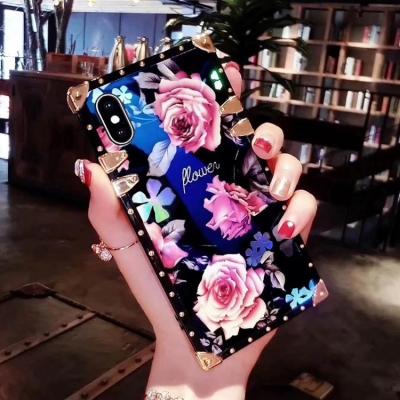 China Popular Luxury Rose Flower Pattern Europe Fashion Fashion Blue Rose Flower TPU Light Phone Case For iphone xr for sale