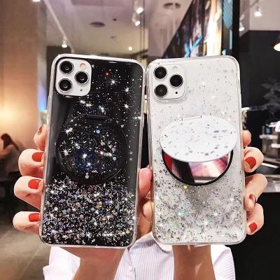 China Makeup Case Fashion Makeup Mirror Stand Glitter Star Phone Case For iphone 11 Female Case for sale