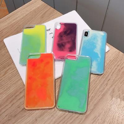 China Small MOQ Luminous Case Custom White Sand Liquid Neon Phone Case For iphone 6 max xs for sale