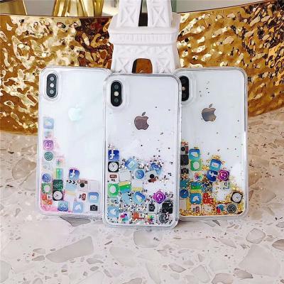 China Liquid Sand Case App Icon Glitter Sand Liquid Water TPU PC Mobile Phone Case for iphone x/xs for sale