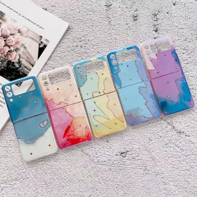 China Anti-Fall Blu-ray Colorful Diamond IMD TPU Shiny Phone Case For Samsung zflip 3 Women Case for sale