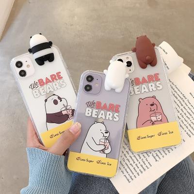 China Lovely Cute 3D Case 3D Naked Bear Clear Soft TPU Phone Case For iPhone 12pro Max Panda Phone Case for sale