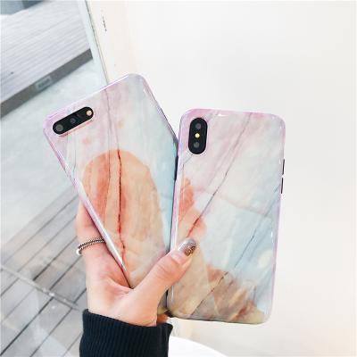 China Luxury blue light blue light imd tpu cover shiny marble case for iphone 8 plus for sale