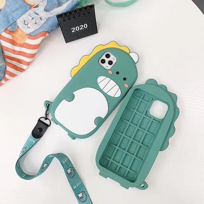 China 3D Cute Cute 3D Dinosaur Silicon Phone Case For iPhone 11 Shockproof Phone Case for sale