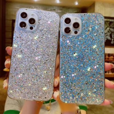 China new Anti-fall shiny bling bling soft tpu phone case for iphone 12 12pro glitter girls phone case for sale