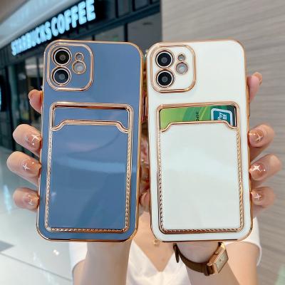 China Anti-fall Amazon top selling plating card slot soft gel tpu phone case for iphone 11pro 11 11pro max for sale