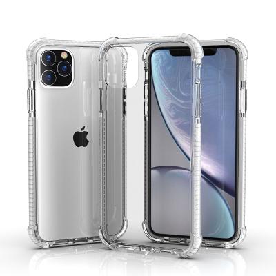 China 2.0mm thickness 2.0MM color shockproof bumper transparent tpu PC phone case for iphone 11 clear case for sale