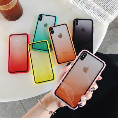 China Color Frame Case Rainbow Color Gradient Frame Color Case Back Phone Case For iPhone XR Acrylic Phone Case for sale