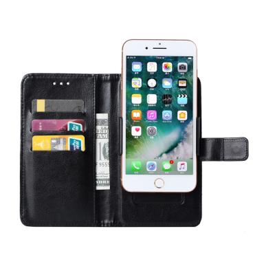 China Hot Selling Universal Leather Cell Phone Flip Wallet Card Holder Leather Case Card Holder Case With Clip Design for sale