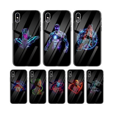 China Custom Marvel Case OEM Night Light Marvel Tempered Glass Phone Case for iphone x/xs for sale