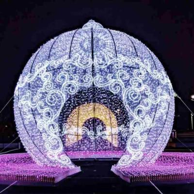 China Custom MOQ Commercial Use 1 Piece Christmas Decoration Giant Multicolor Ball 3D LED Pattern Light Christmas Ball For Shopping Mall for sale