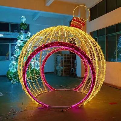 China Commercial Use MOQ 1 Piece Giant Multicolor 3D Ball LED Pattern Decoration Waterproof Xmas Christmas Light Ball For Wholesale for sale