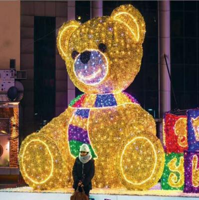 China Commercial Use OEM/ODM Christmas Holiday Decor Lighting Bear Giant 3D Lit Pattern Teddy Bear Light For Shopping Mall for sale