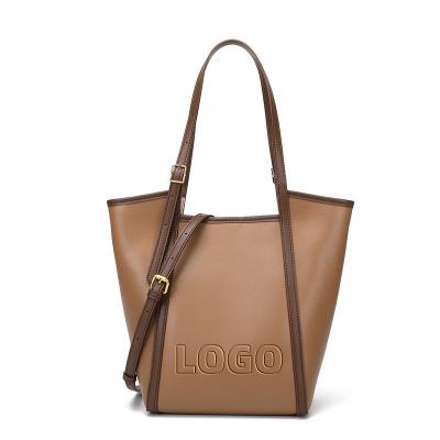 China Fashion 2022 Wholesale Custom Logo Genuine Leather Bucket Bag Tote Bags For Women Wholesale Purses and Handbags for sale