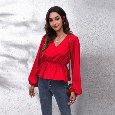 China Anti-pilling 2022 elegant casual blouses and custom made wholesale ladies satin blouse dresses pour Women for sale