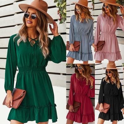 China Amazon Hot Selling Anti-Static Fashion Summer Dresses Luxury Women Wholesale Custom Made Elegant Long Sleeve Dress 2022 for sale