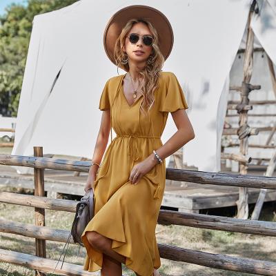 China 2021 New High Quality Anti-Static Wholesale Women's Elegant Casual Sling Summer Dresses Custom Made for sale