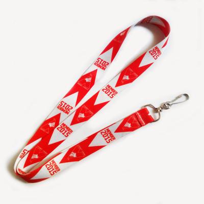 China Promotional giveaway woven lanyard with single sided jacquard logo and metal hook for sale