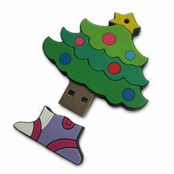 China Customized Christmas Tree Rubber High Speed USB Flash Drive 2.0 for sale