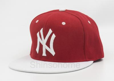 China Fashion 100% Acrylic Baseball Hat Embroidery Red With White 22inch for sale