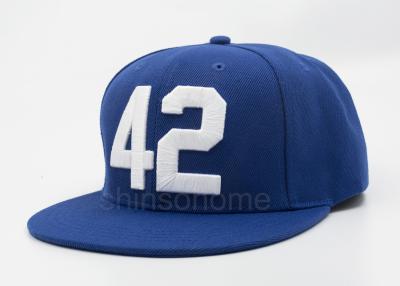 China Snapback Acrylic Embroidered Baseball Caps Blue Flat Visor 22 - 23.6 Inch for sale