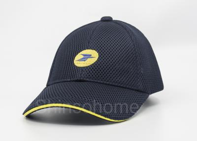 China Outdoor Dark Blue Mesh Embroidered Baseball Caps Six Panels Adjustable for sale