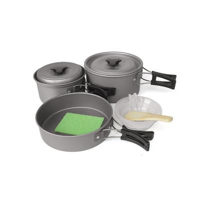 China Hot Selling Aluminum Picnic Outdoor Rising Cookware Set Nonstick Camping Cookware Set for sale