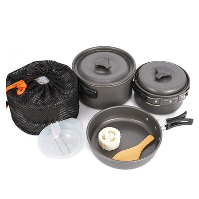 China New high quality aluminum camping equipment aluminum pot outdoor camping cookware set for sale