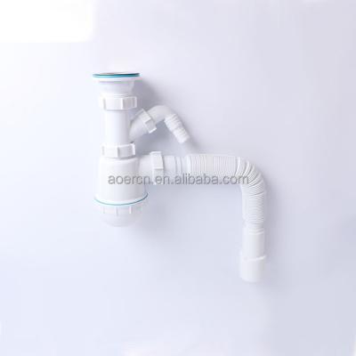 China Modern Bathroom And Kitchen Basin Sink Drain Sanitary Plastic Adjustable Single Drain Bottle Trap for sale