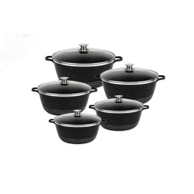 China Factory Sustainable Cassers Die Casting Aluminum Pots In Non Stick Liner Cooking Pot Set With Aluminum Lid for sale