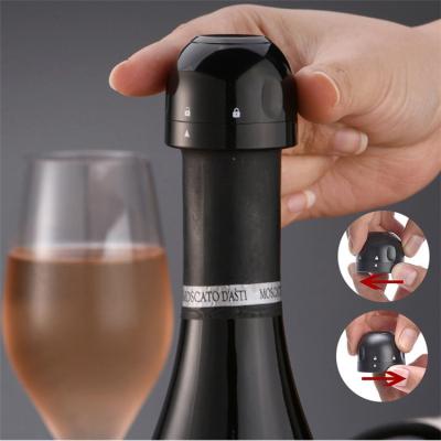 China Amazon Viable Hot Sale Wholesale Black ABS Vacuum Mini Wine Bottle Stoppers Reusable With Bubble Sealer Lock for sale