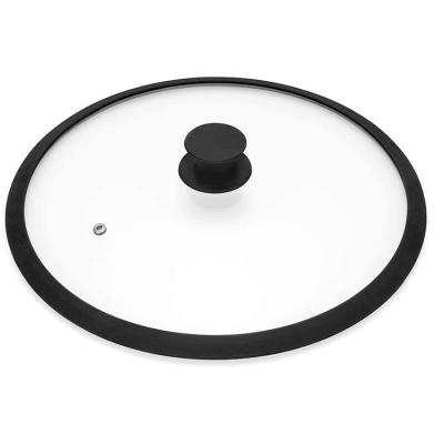 China Sustainable Silicone Rim Glass Lid For Cooking Pot Size 8 9.5 10 12 Inch for sale