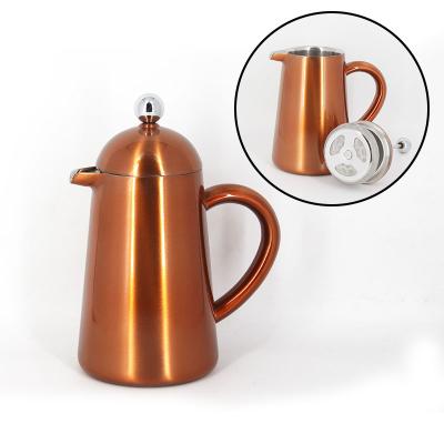 China WITH LID Wholesale French Press Filter Coffee Maker Stainless Steel Insulated Portable Coffee Press for sale