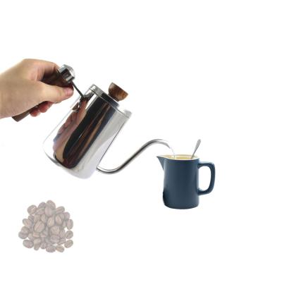 China Sustainable Stainless Steel Gooseneck Coffee Drip Pot Coffee Dripper Kettle Teapot Coffee Pot with Wood Handle for sale