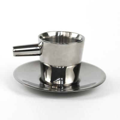 China Sustainable In Stock Coffee Cup And Saucer Sets Double Wall Stainless Steel Coffee Cup for sale